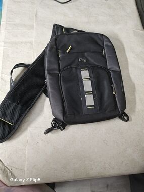 solo Black Sling Crossbody Bag with Yellow Accents